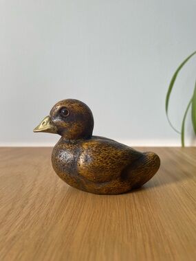 Vintage MCM Malevolti Duckling Figurine Hand-Carved Italy 60s
